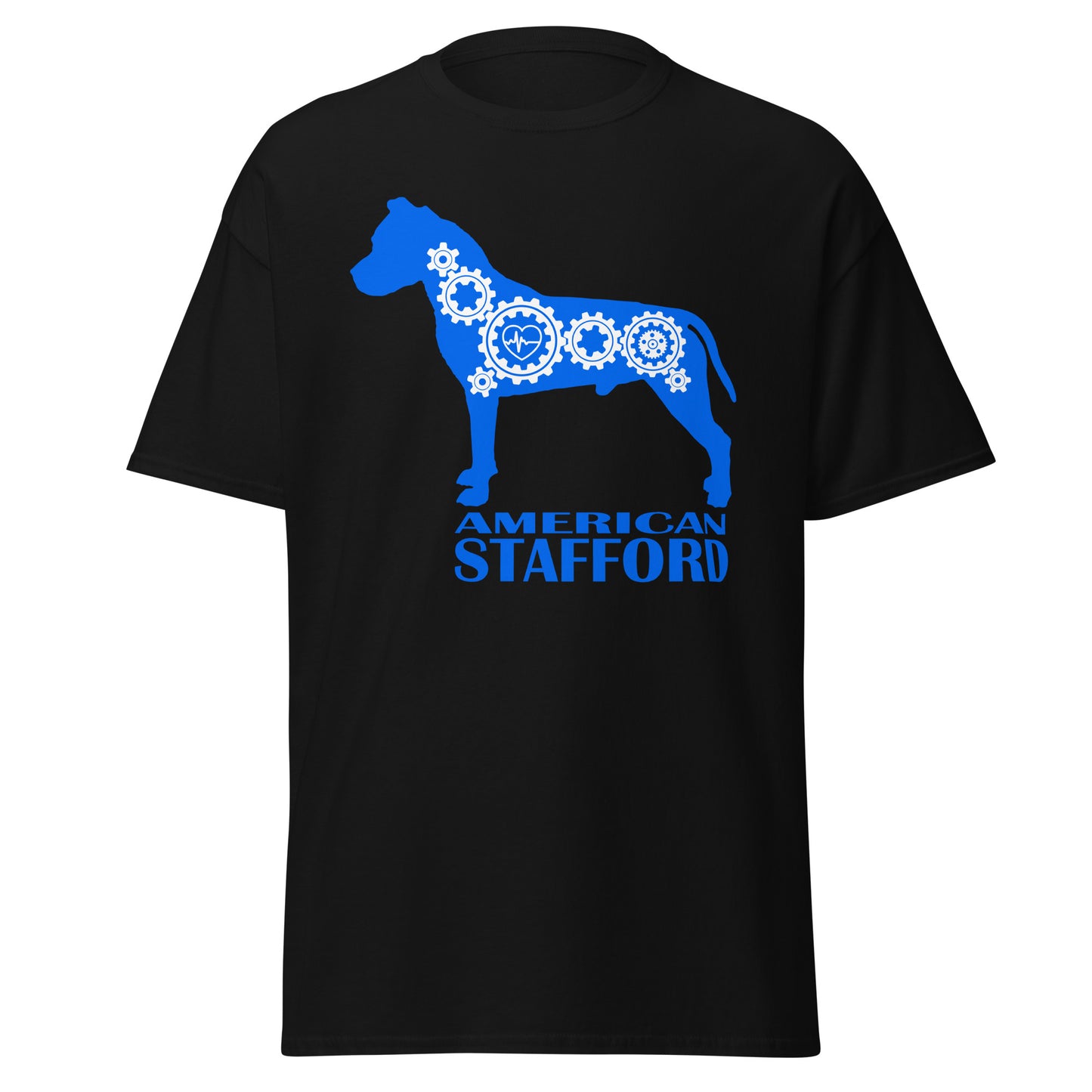 American Stafford Bionic men’s black t-shirt by Dog Artistry.