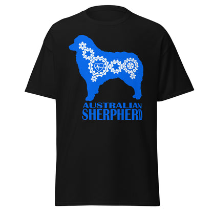 Australian Shepherd Bionic men’s black t-shirt by Dog Artistry.
