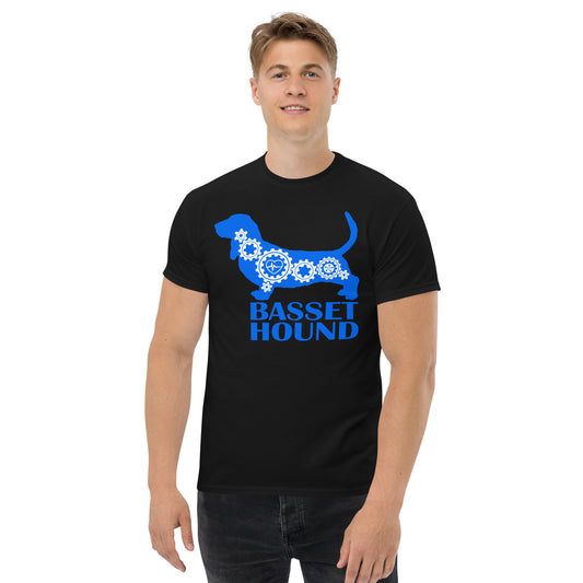Basset Hound Bionic men’s black t-shirt by Dog Artistry.