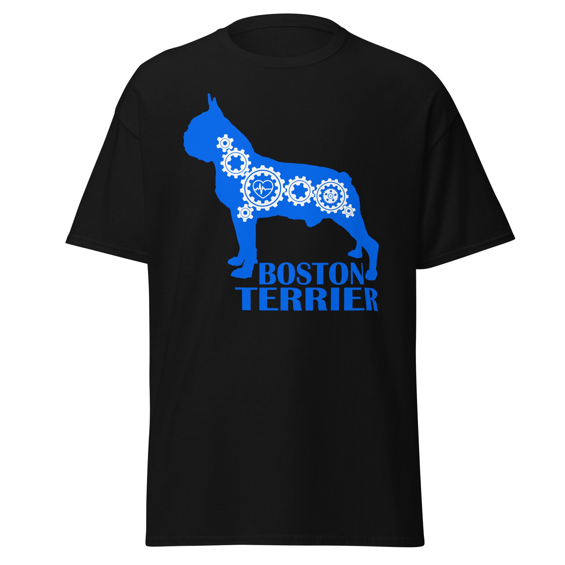 Boston Terrier Bionic men’s black t-shirt by Dog Artistry.