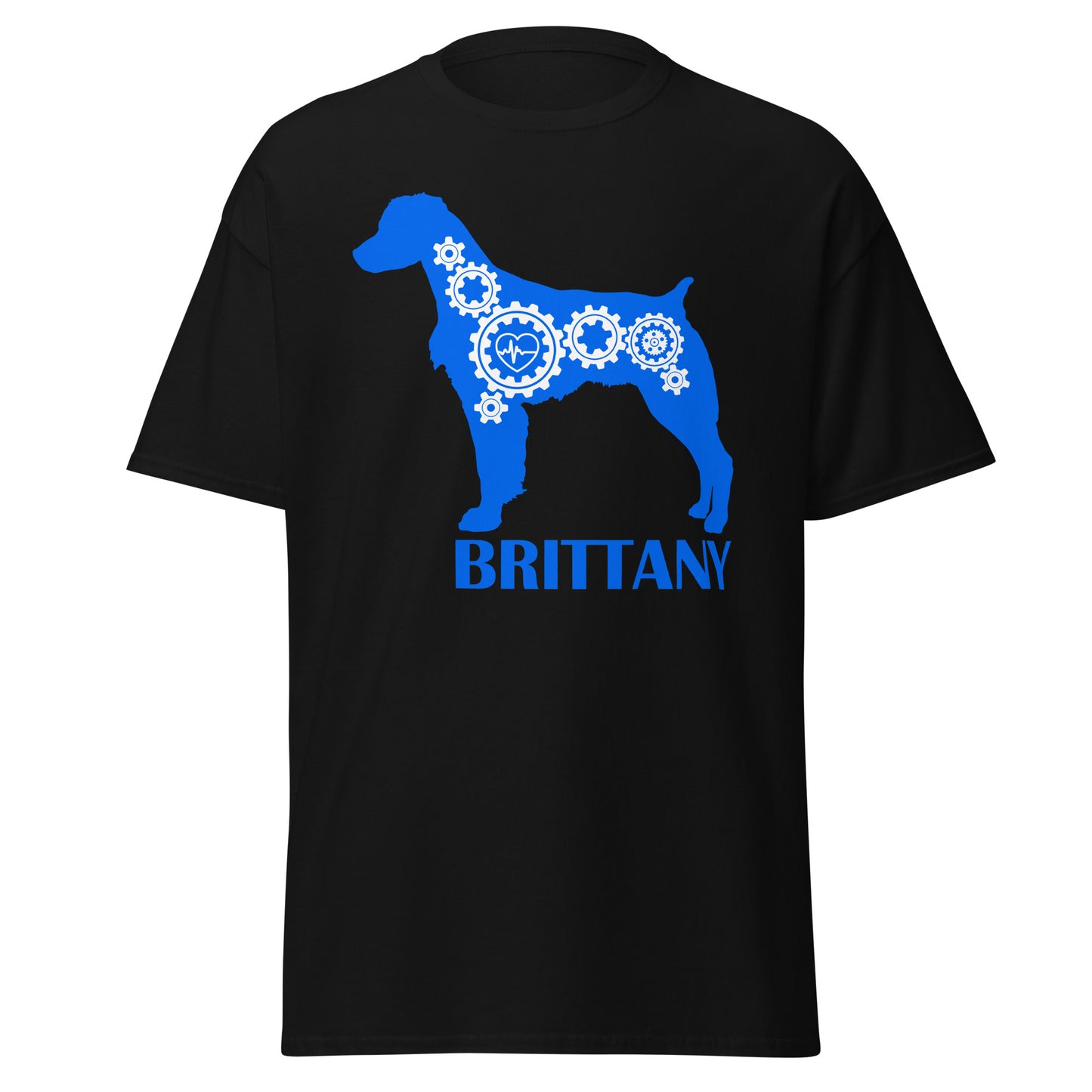 Brittany Bionic men’s black t-shirt by Dog Artistry.