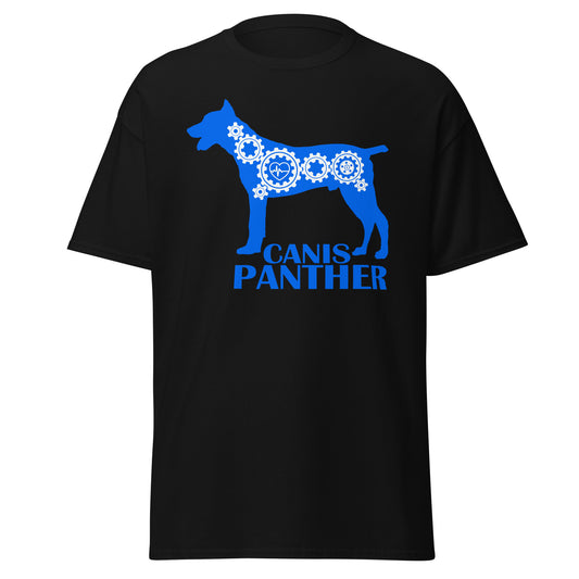 Canis Panther Bionic men’s black t-shirt by Dog Artistry.