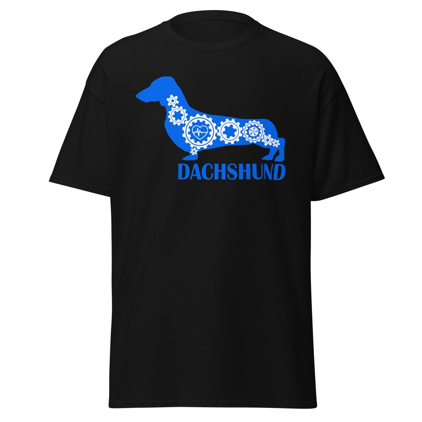 Dachshund Bionic men’s black t-shirt by Dog Artistry.