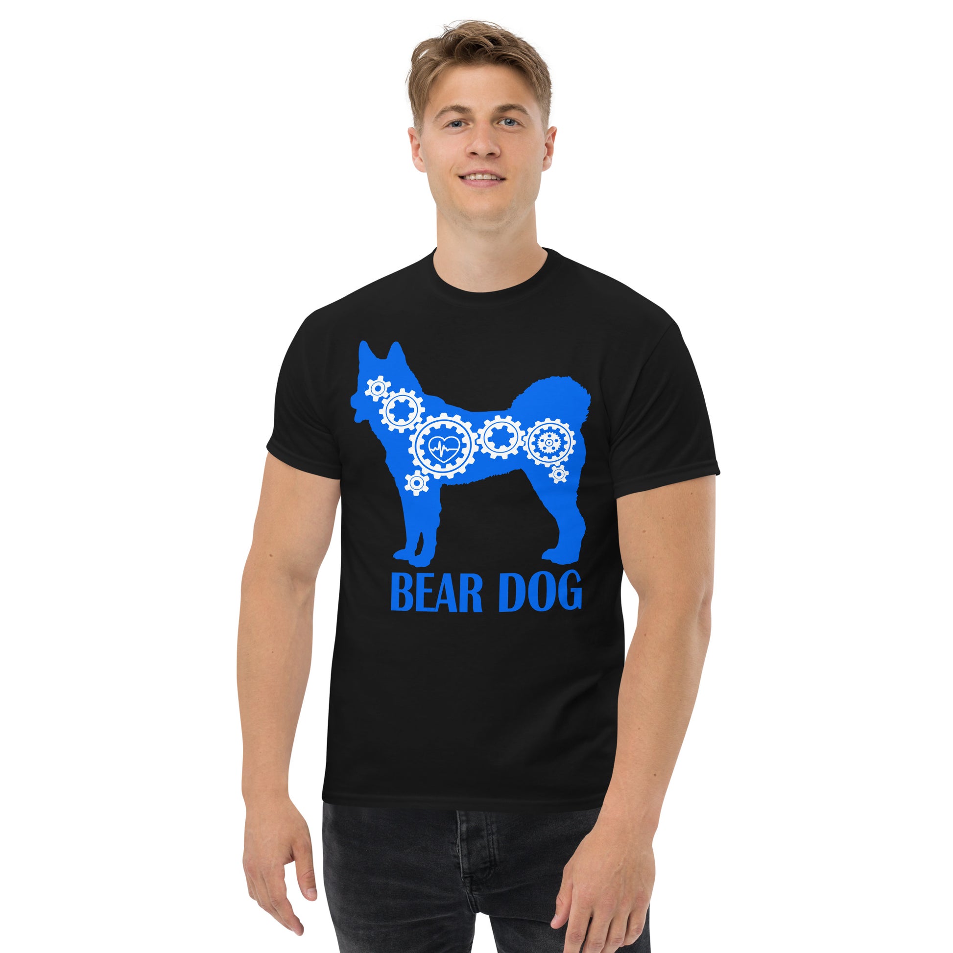 Bear Dog Bionic men’s black t-shirt by Dog Artistry.