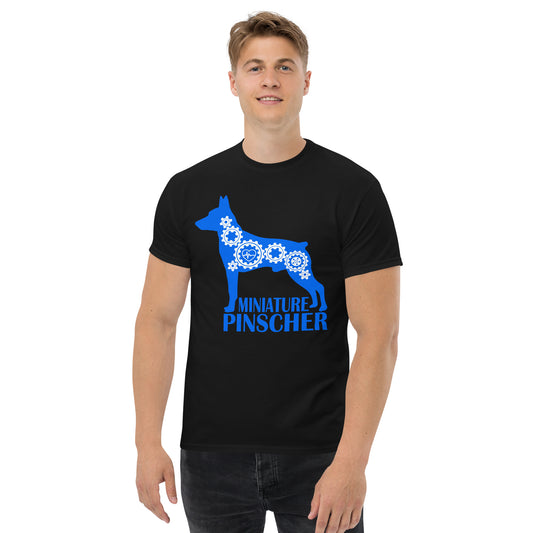 Miniature Pinscher Bionic men’s black t-shirt by Dog Artistry.