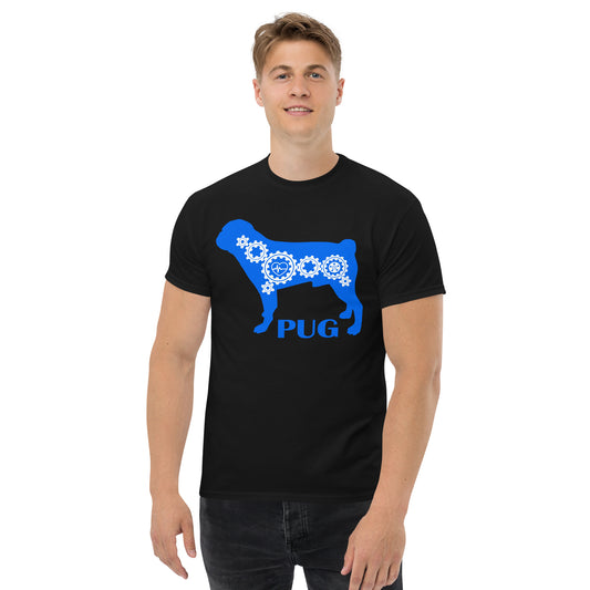 Pug Bionic men’s black t-shirt by Dog Artistry.