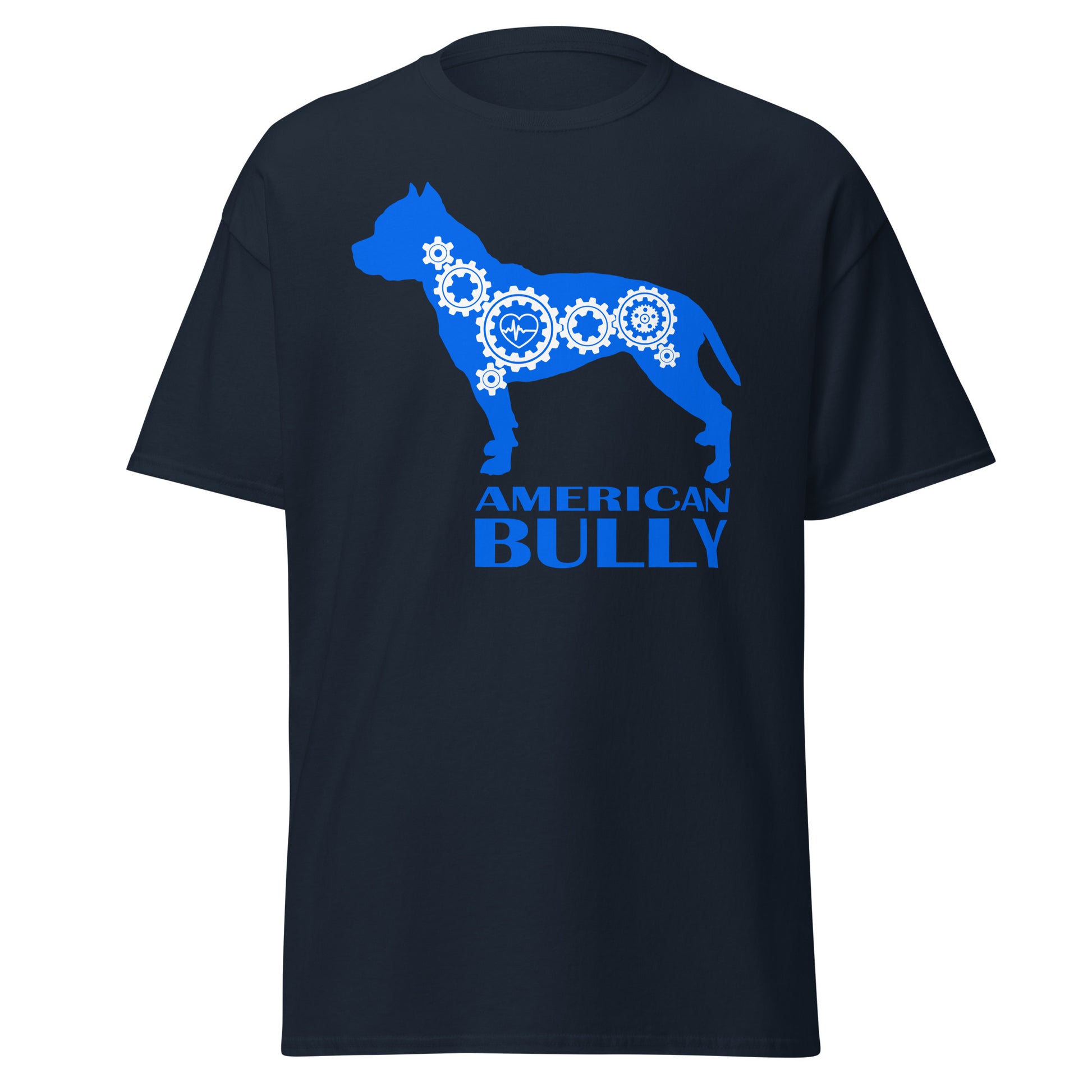 American Bully Bionic men’s navy t-shirt by Dog Artistry.