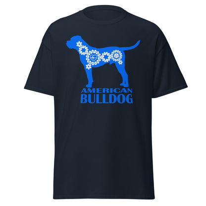 American Bulldog Bionic men’s navy t-shirt by Dog Artistry.