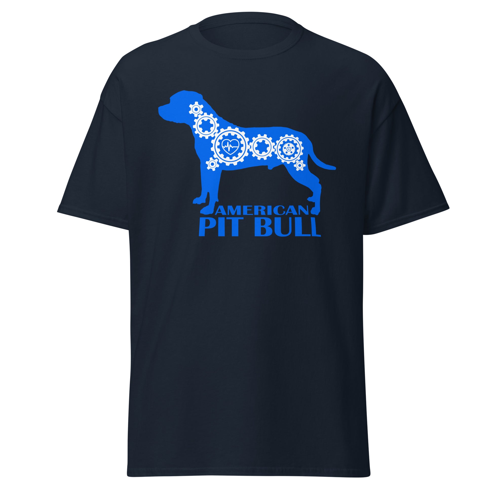 American Pit Bull Bionic men’s navy t-shirt by Dog Artistry.