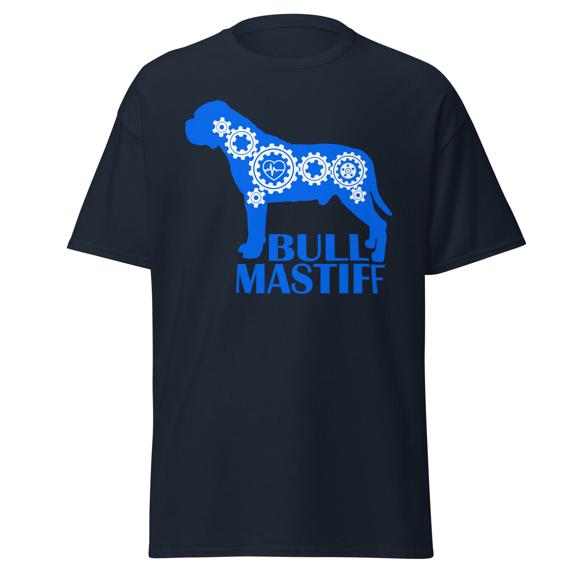 Bullmastif Bionic men’s navy t-shirt by Dog Artistry.