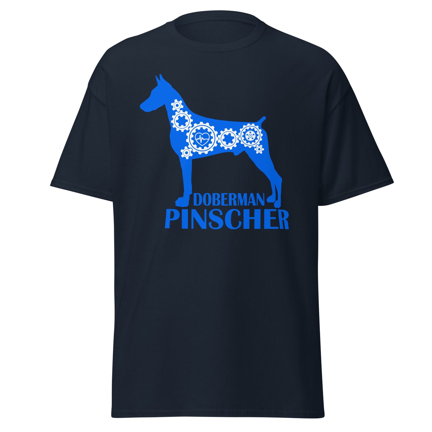 Doberman Pinscher Bionic men’s navy t-shirt by Dog Artistry.