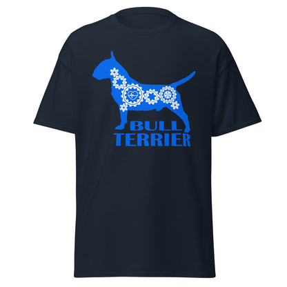 English Bull Terrier Bionic men’s navy t-shirt by Dog Artistry.