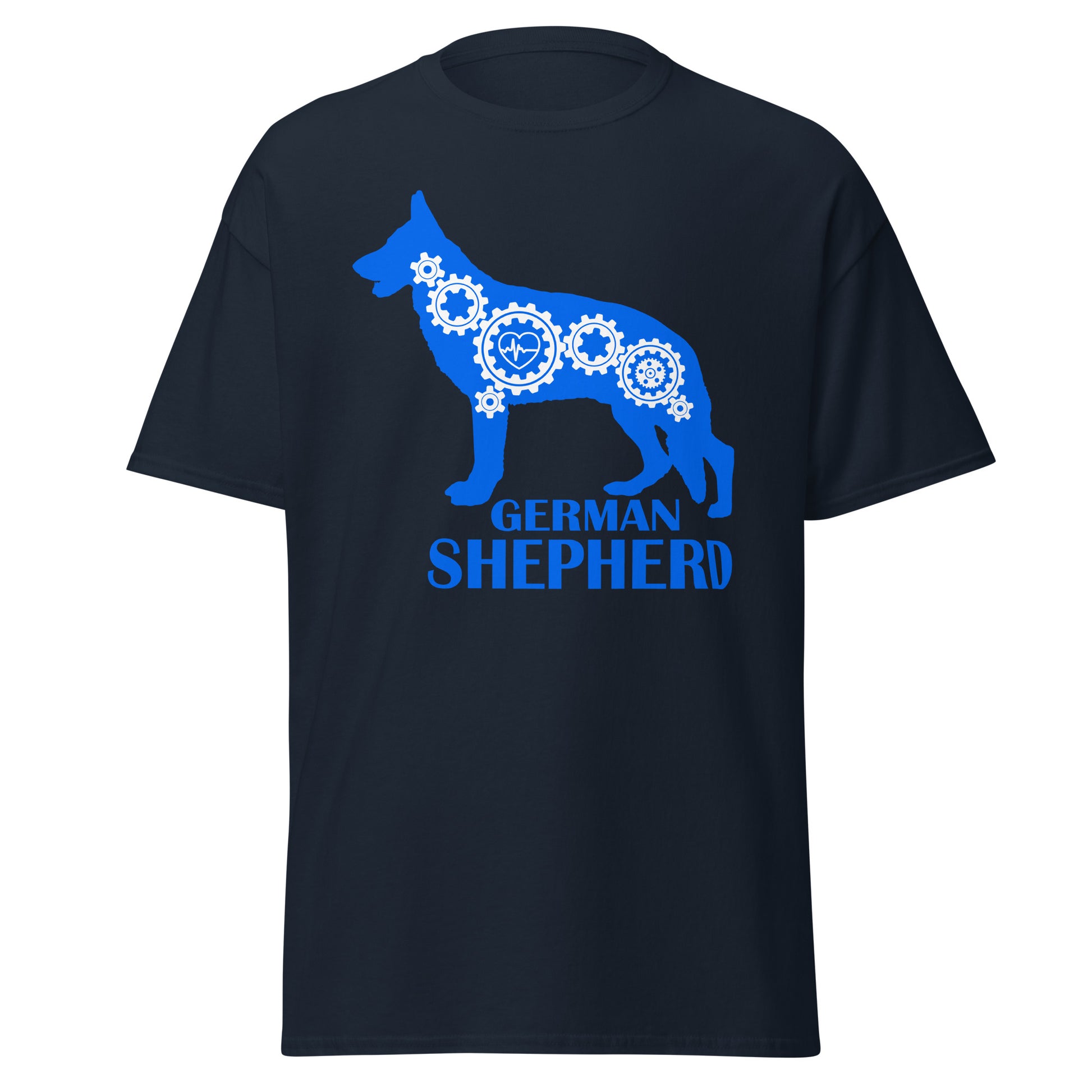 German Shepherd Bionic men’s navy t-shirt by Dog Artistry.