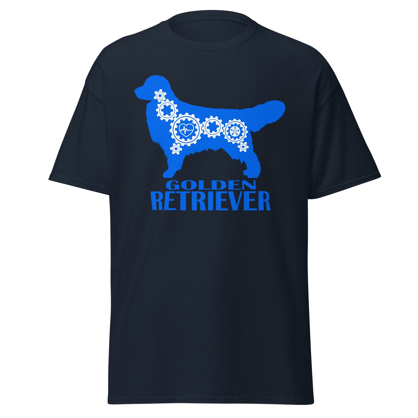 Golden Retriever Bionic men’s navy t-shirt by Dog Artistry.