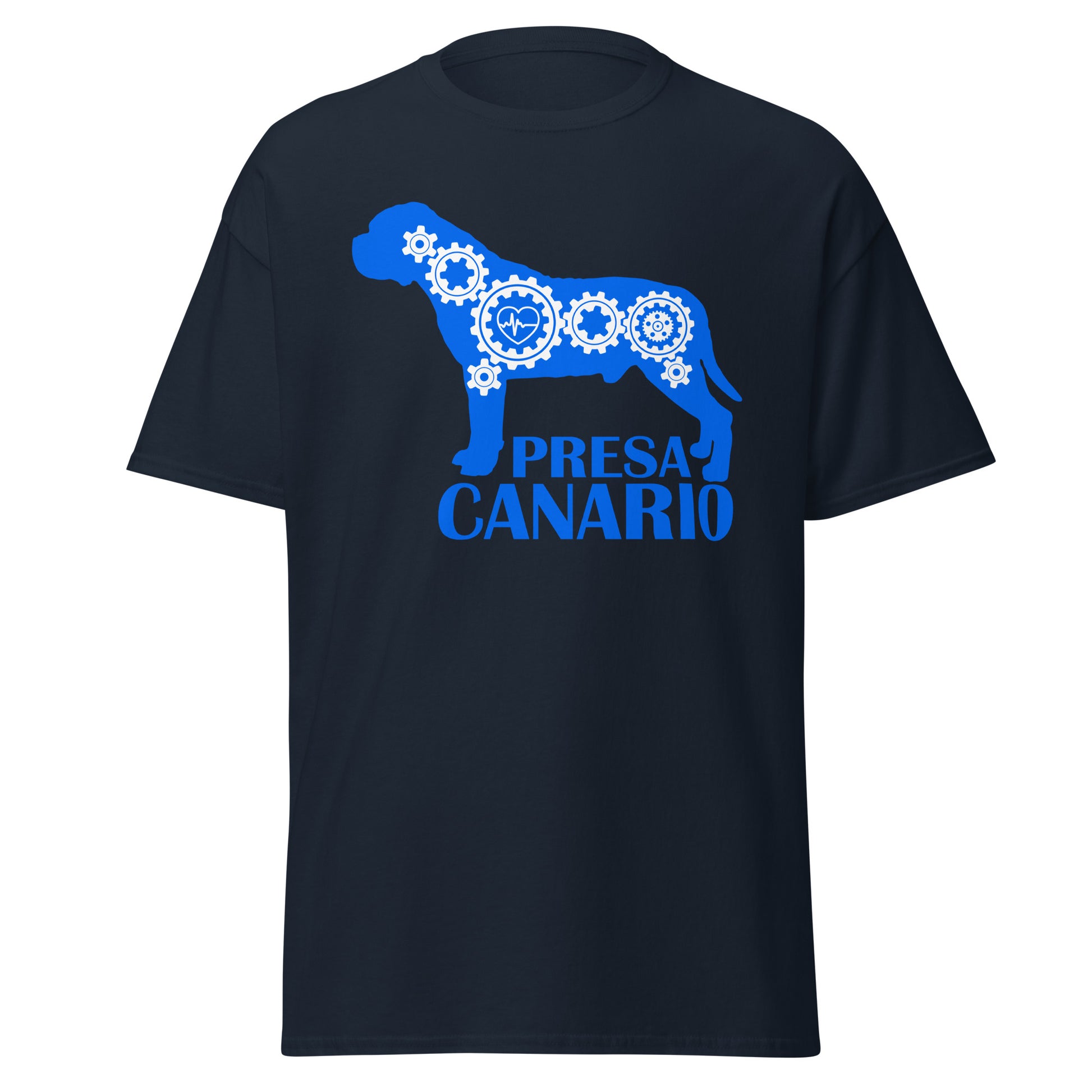 Presa Canario Bionic men’s navy t-shirt by Dog Artistry.