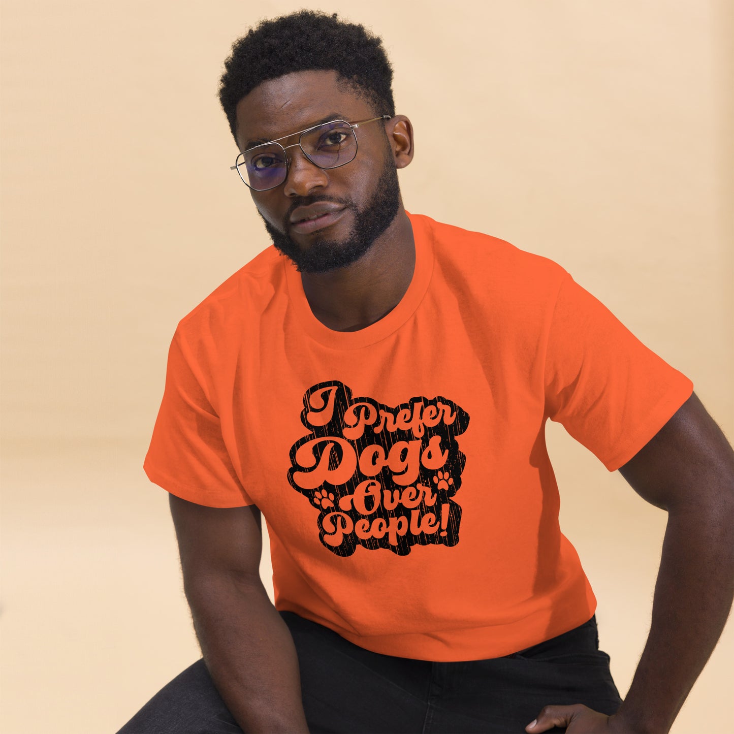 I prefer dogs over people men’s t-shirts by Dog Artistry orange color
