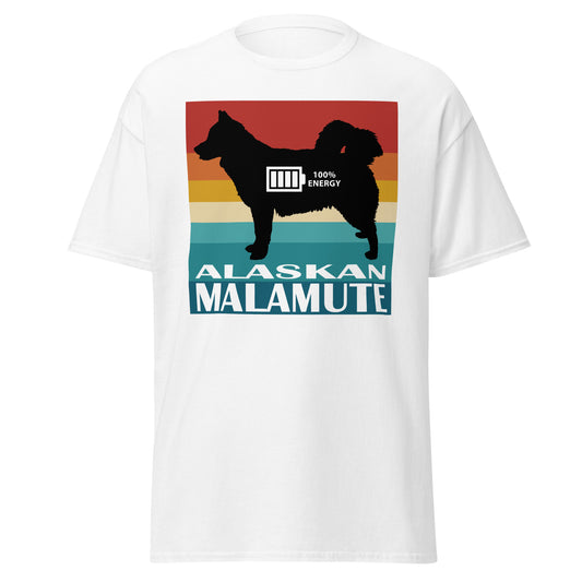 Alaskan Malamute Men’s T-Shirt 100% Energy by Dog Artistry.