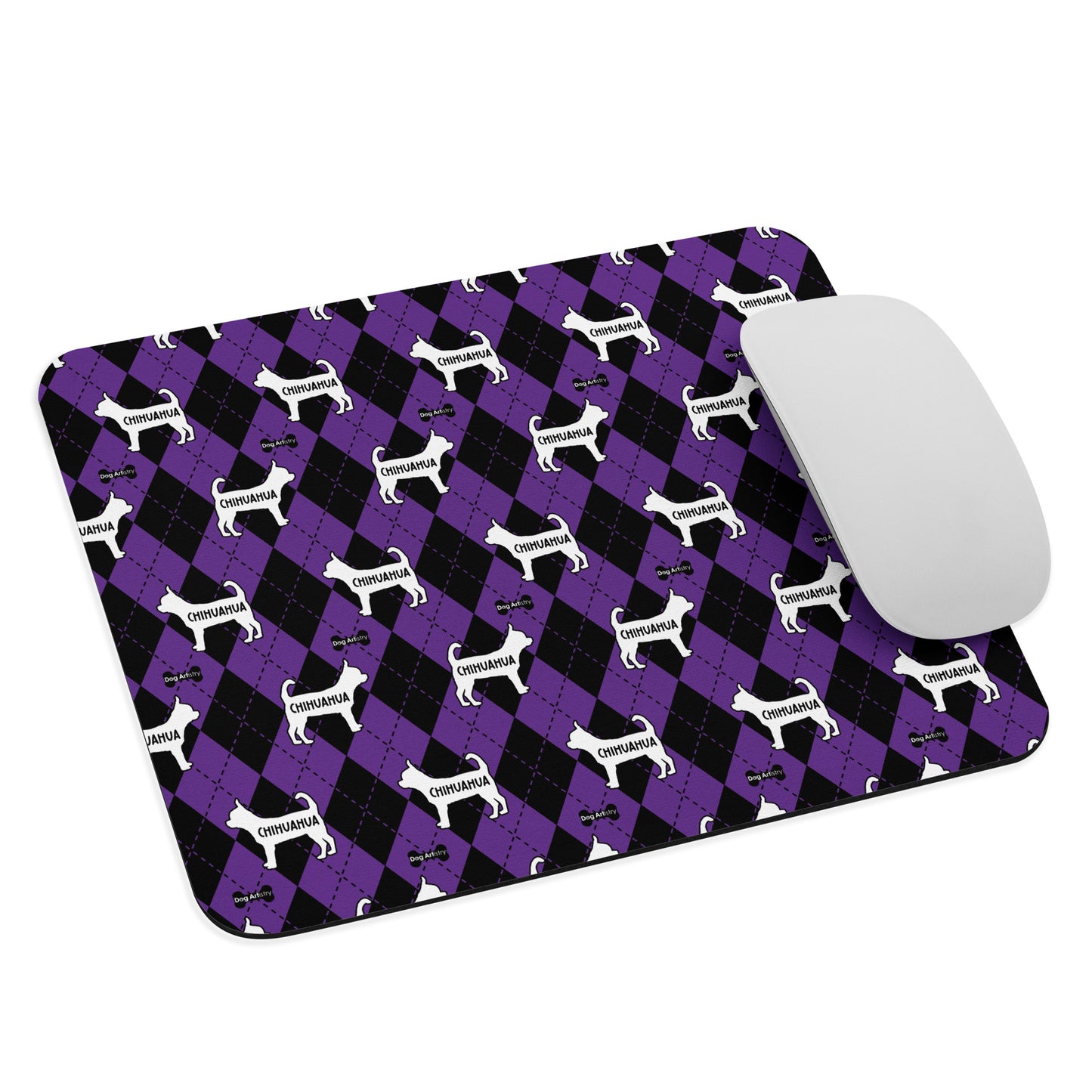 Argyle Chihuahua Purple Mouse pad