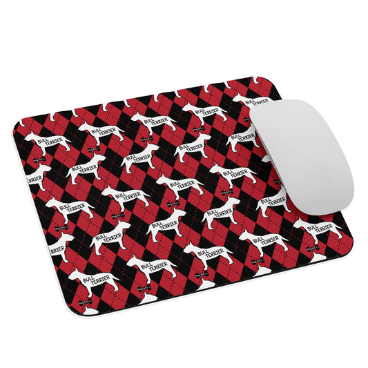 Argyle Bull Terrier Red Mouse pad