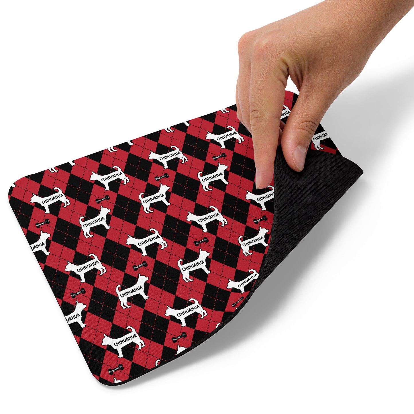 Argyle Chihuahua Red Mouse pad