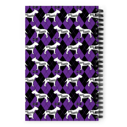 Bull Terrier Argyle Purple and Black Spiral Notebooks