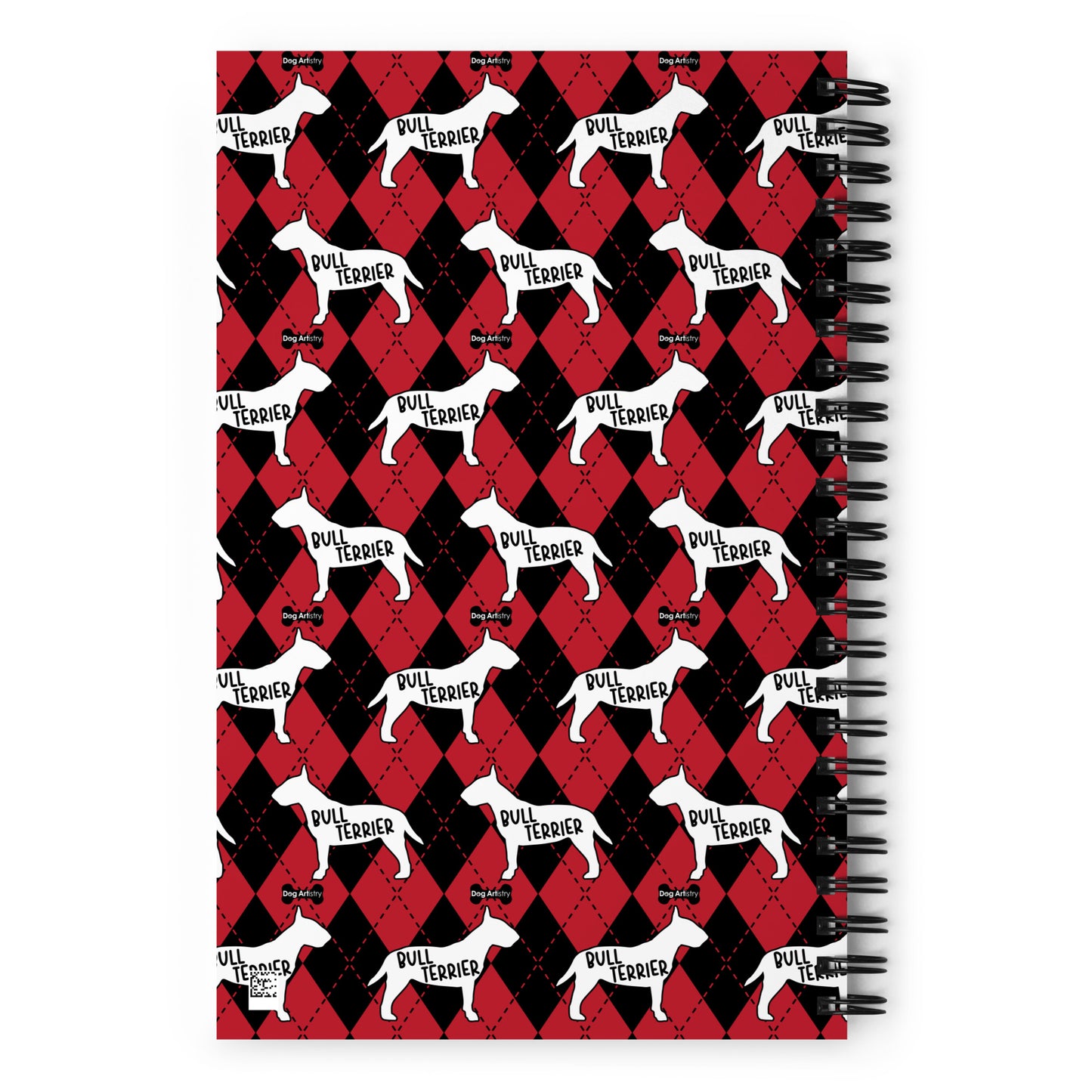 Bull Terrier Argyle Red and Black Spiral Notebooks