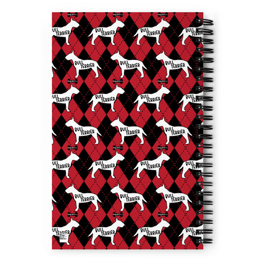 Bull Terrier Argyle Red and Black Spiral Notebooks