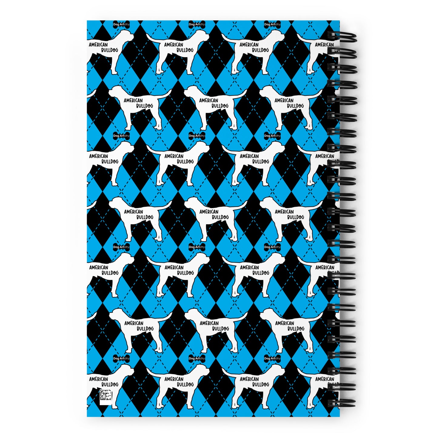 American Bulldog Argyle Blue and Black Spiral Notebooks
