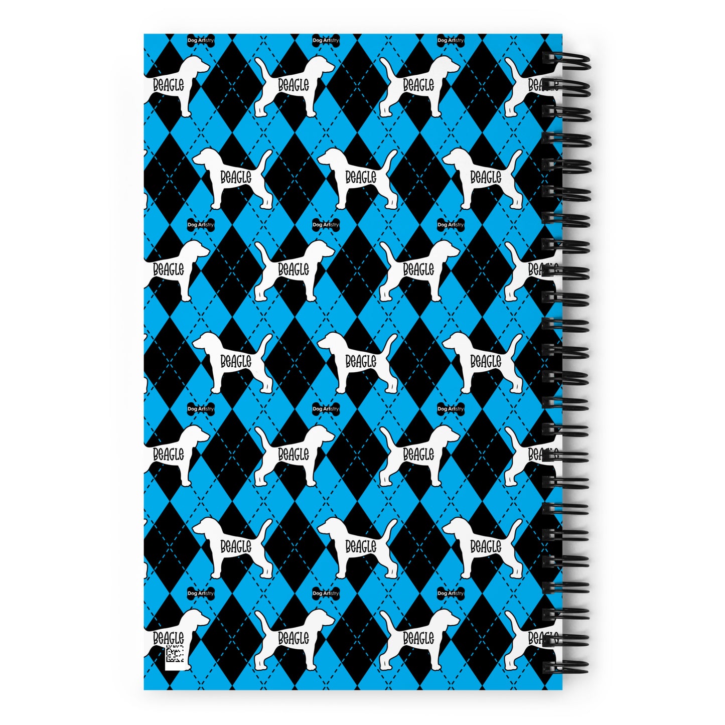 Beagle Argyle Blue and Black Spiral Notebooks