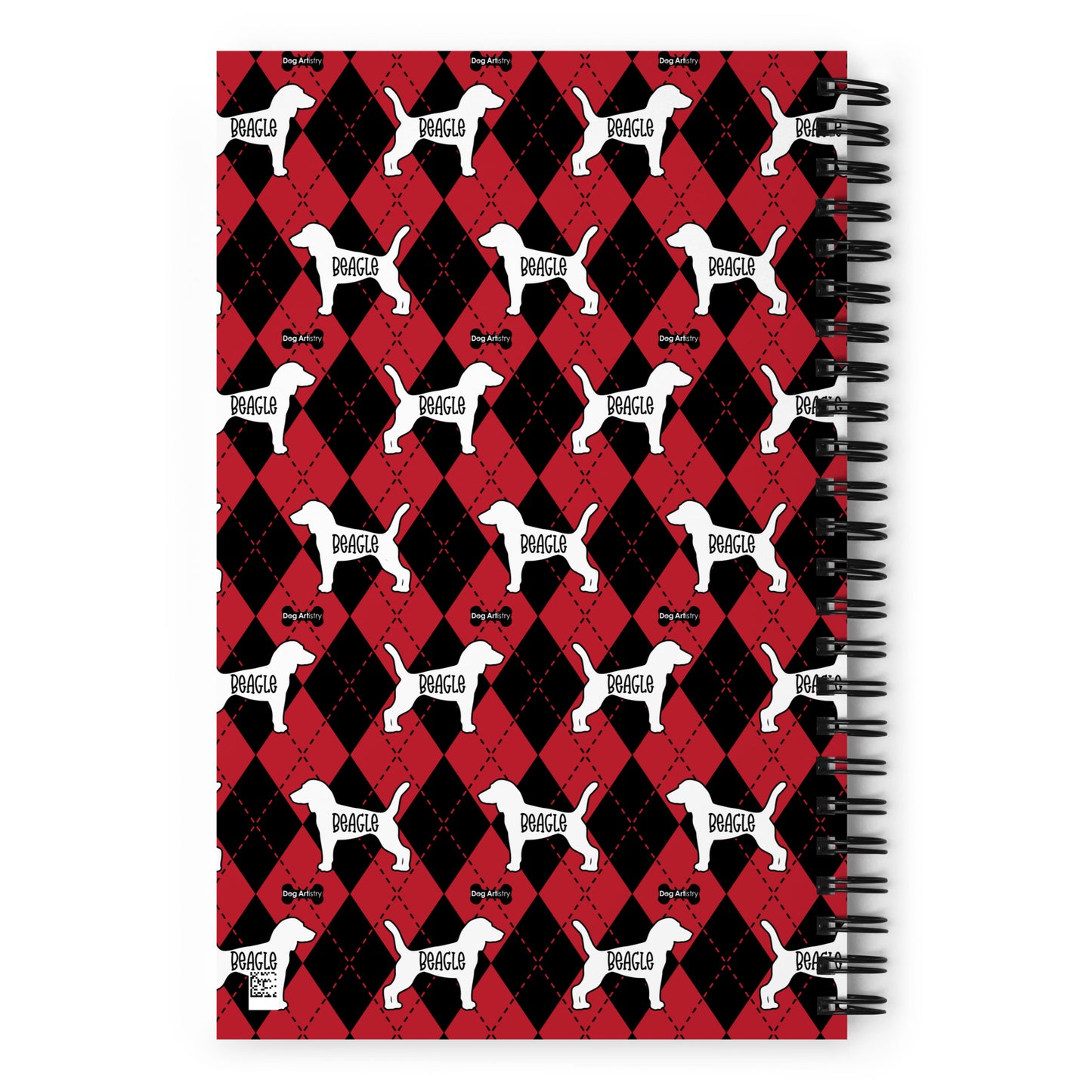 Beagle Argyle Red and Black Spiral Notebooks