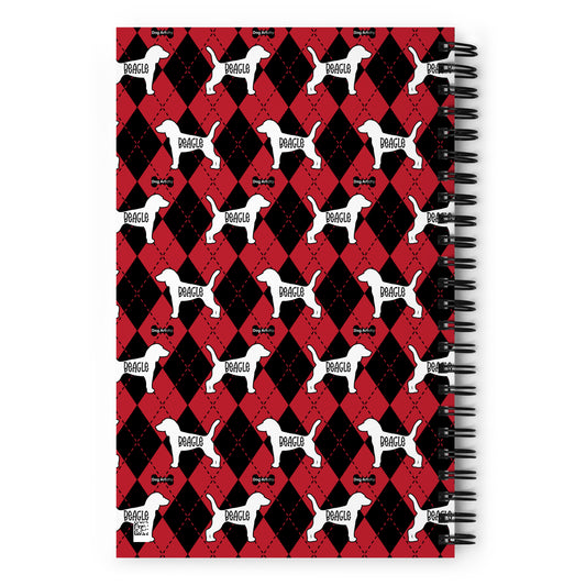 Beagle Argyle Red and Black Spiral Notebooks