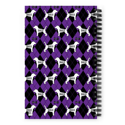 Beagle Argyle Purple and Black Spiral Notebooks