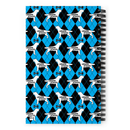 Labrador Retriever Argyle Blue and Black Spiral Notebooks