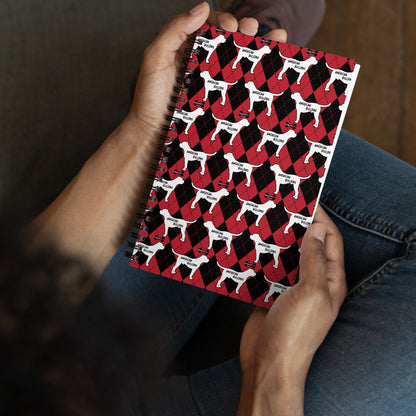 American Bulldog Argyle Red and Black Spiral Notebooks