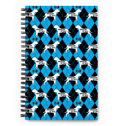 American Pit Bull Argyle Blue and Black Spiral Notebooks