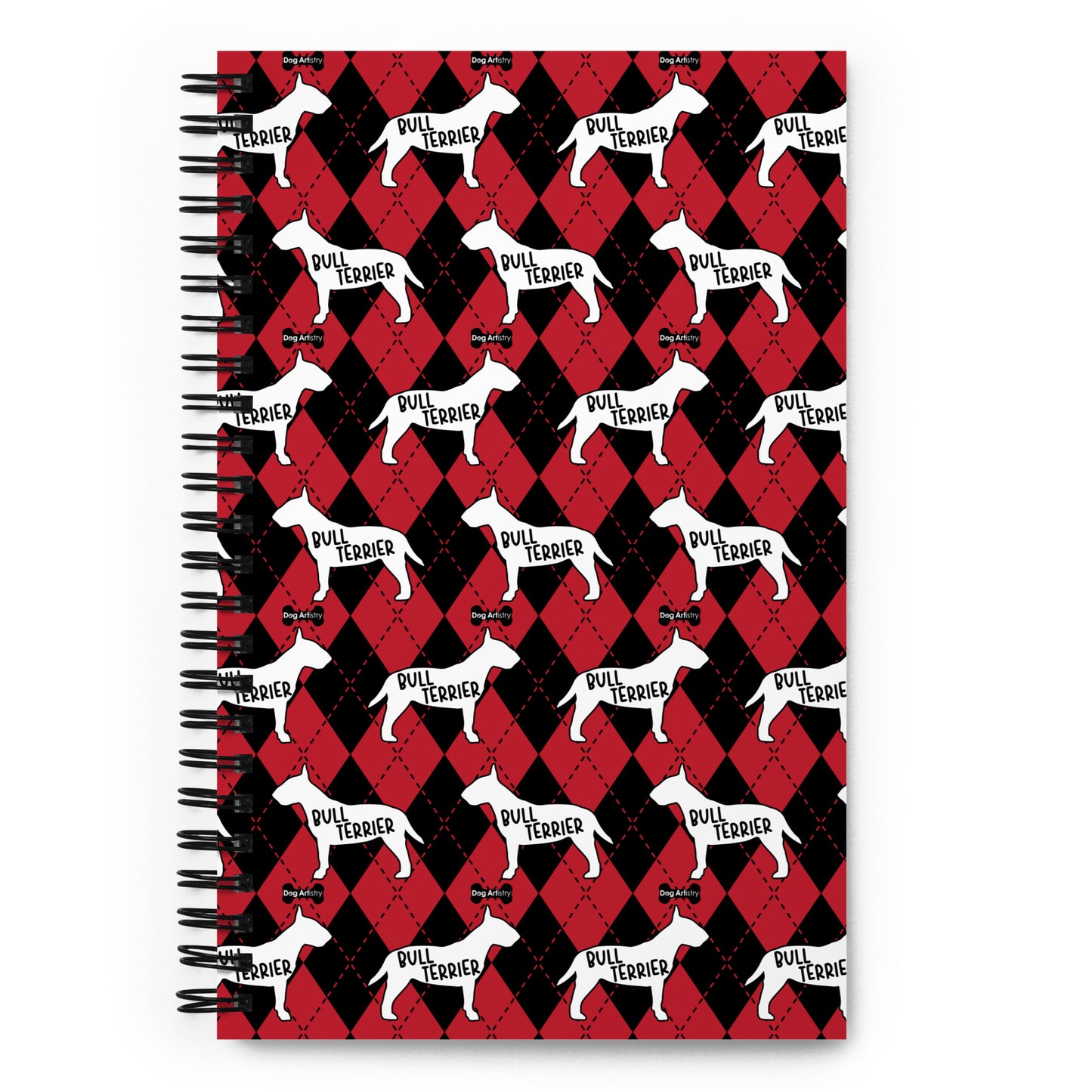 Bull Terrier Argyle Red and Black Spiral Notebooks