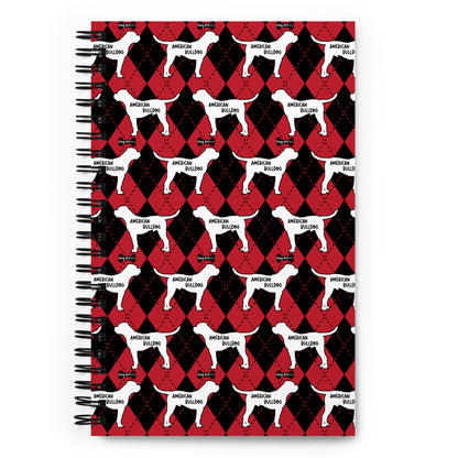 American Bulldog Argyle Red and Black Spiral Notebooks