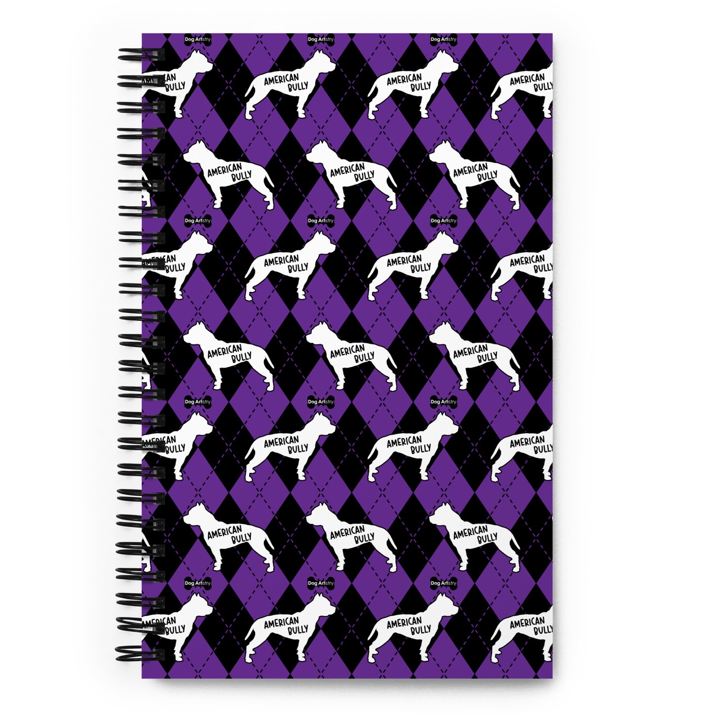 American Bully Argyle Purple and Black Spiral Notebooks