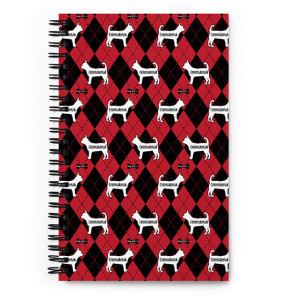 Chihuahua Argyle Red and Black Spiral Notebooks