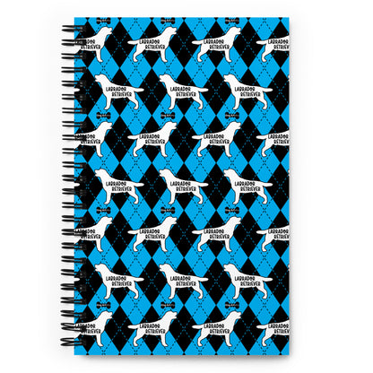 Labrador Retriever Argyle Blue and Black Spiral Notebooks