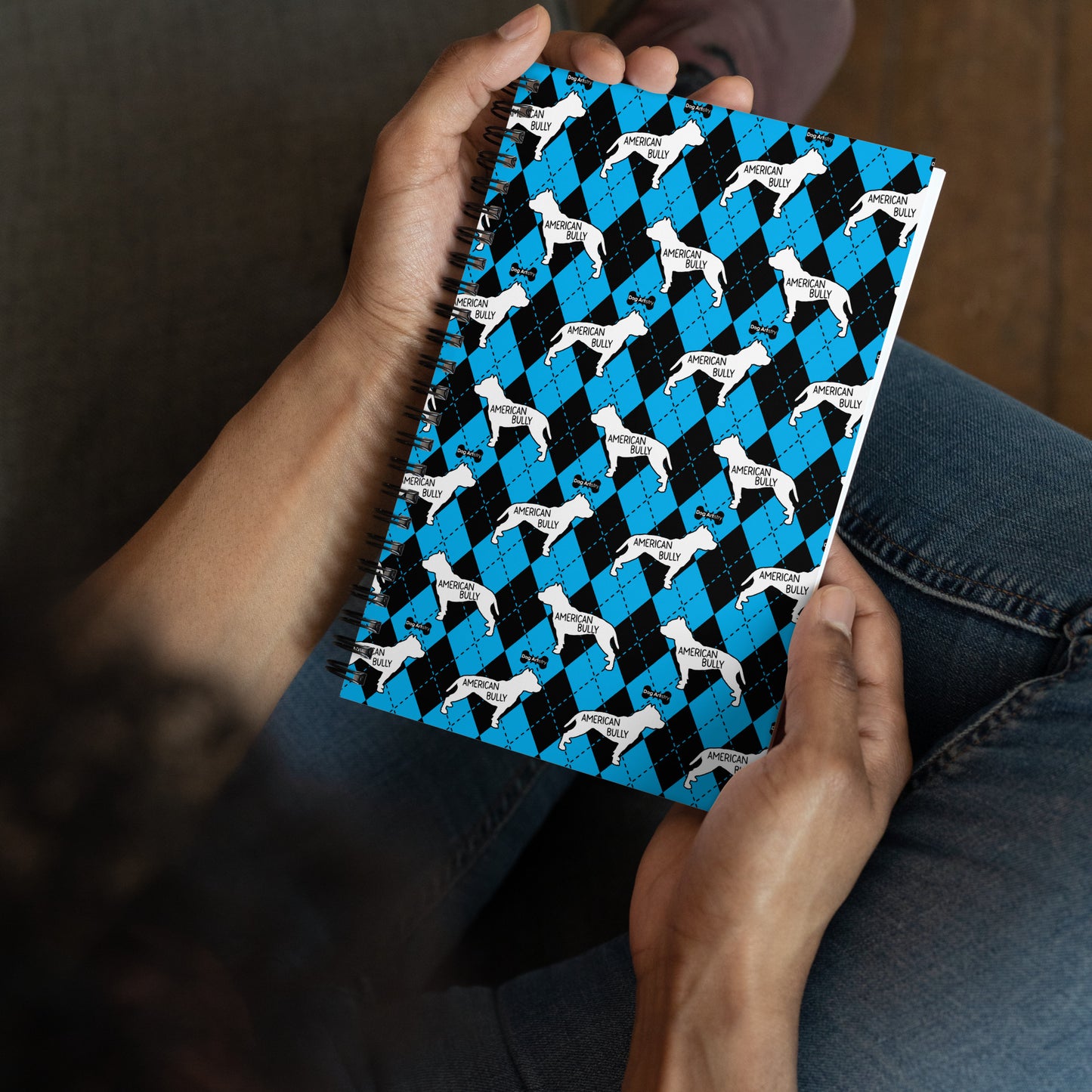 American Bully Argyle Blue and Black Spiral Notebooks