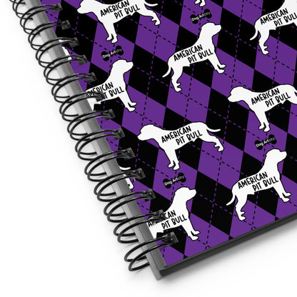 American Pit Bull Argyle Purple and Black Spiral Notebooks
