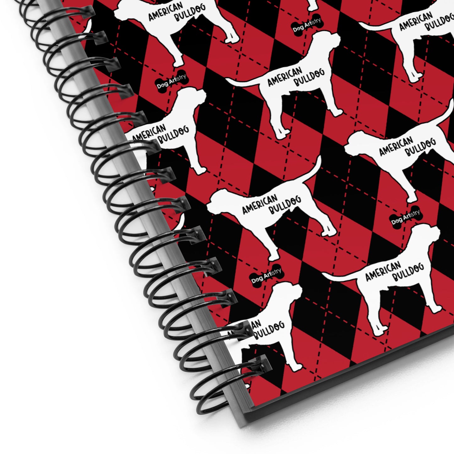 American Bulldog Argyle Red and Black Spiral Notebooks