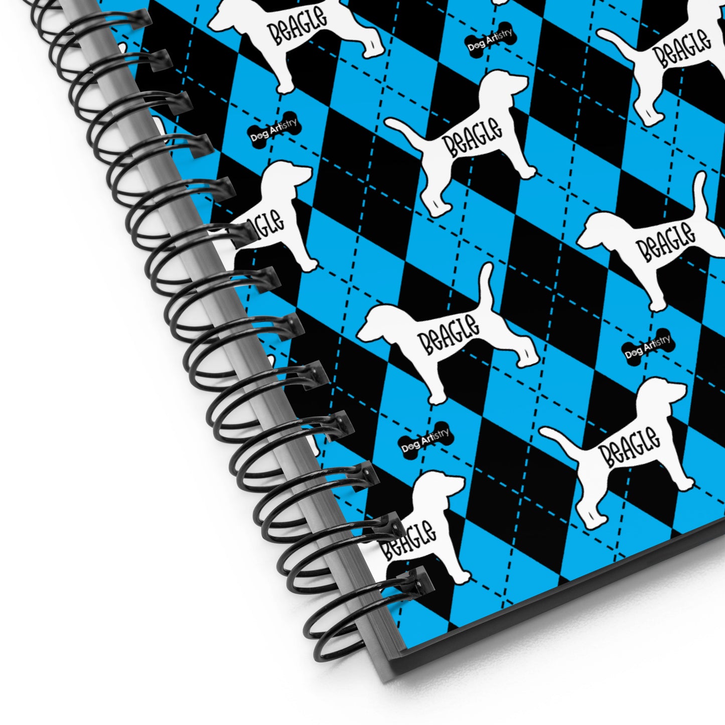 Beagle Argyle Blue and Black Spiral Notebooks