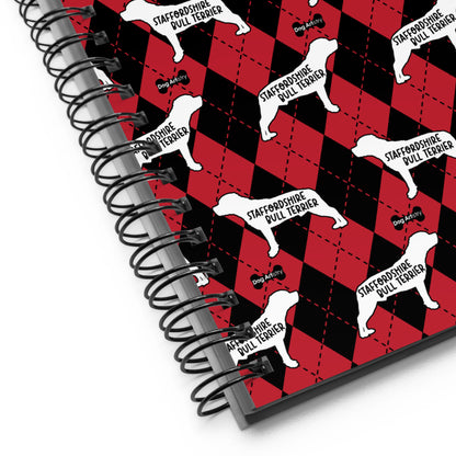 Staffordshire Bull Terrier Argyle Red and Black Spiral Notebooks