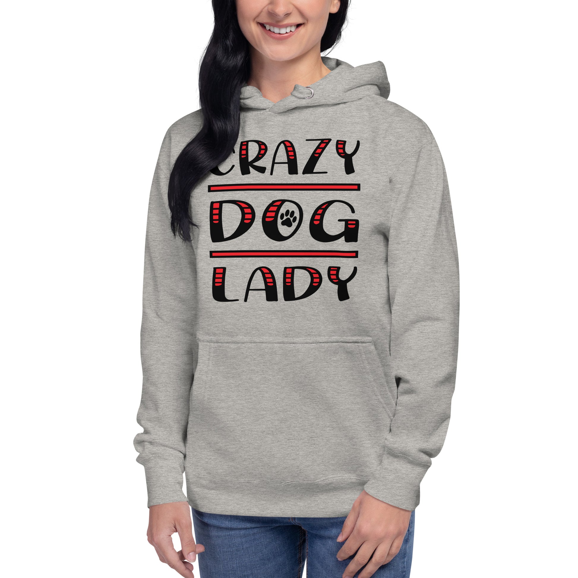 Crazy Dog Lady Women's Carbon Grey Hoodie by Dog Artistry 