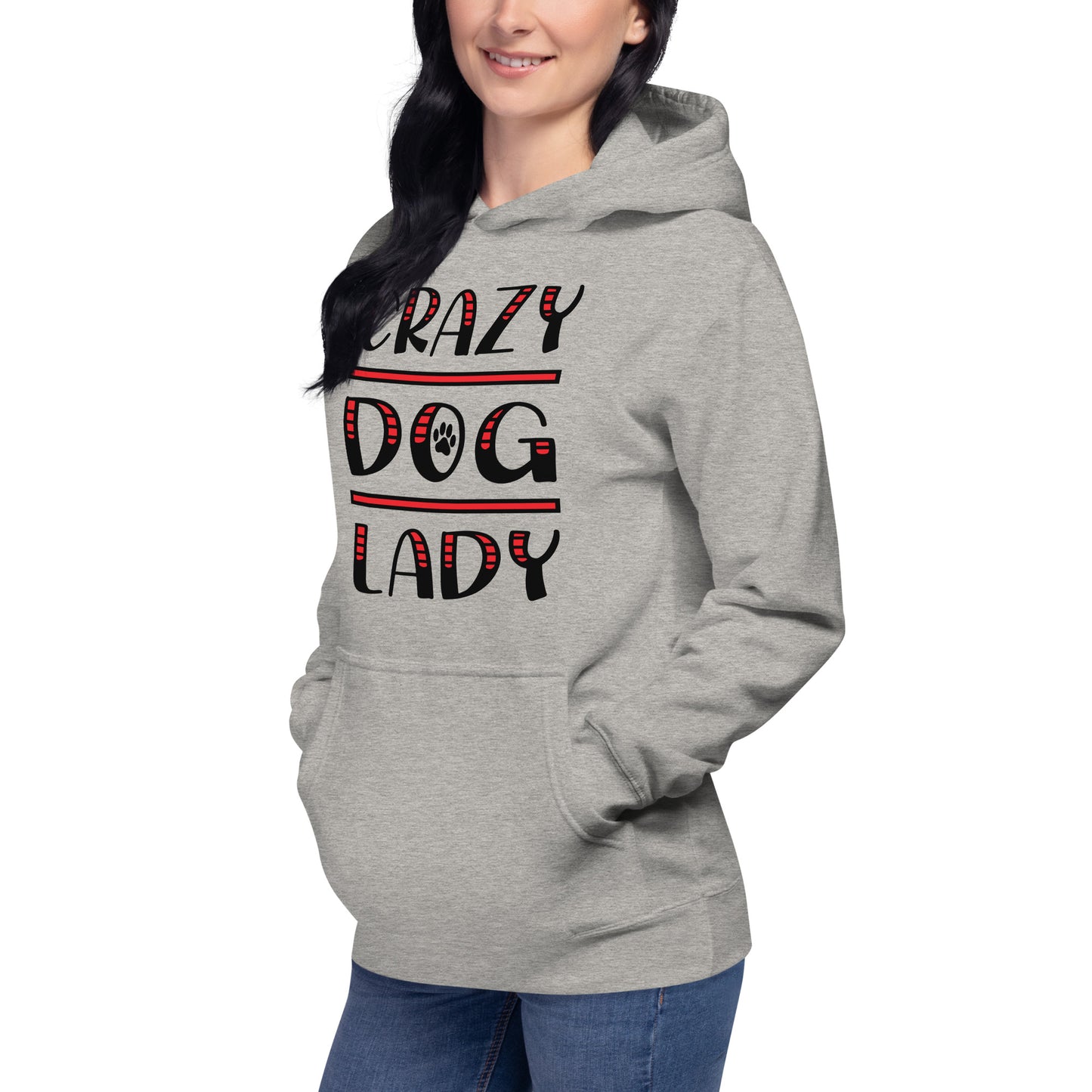 Crazy Dog Lady Women's Carbon Grey Hoodie by Dog Artistry 