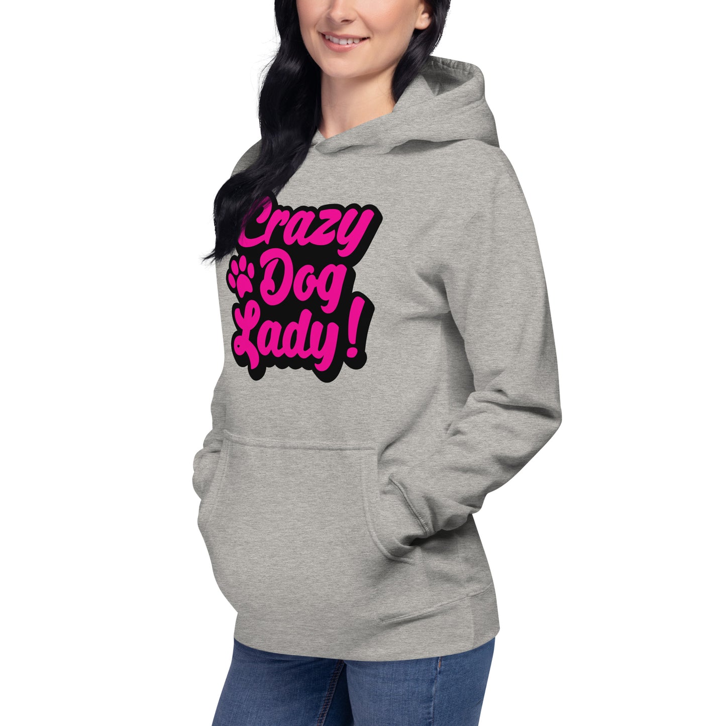 Crazy Dog Lady Unisex Carbon Grey Hoodie by Dog Artistry 