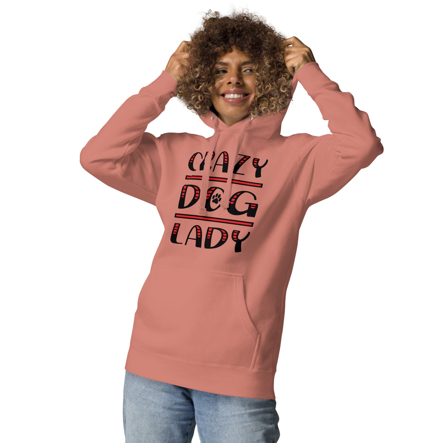 Crazy Dog Lady Women's Dusty Rose Hoodie by Dog Artistry 