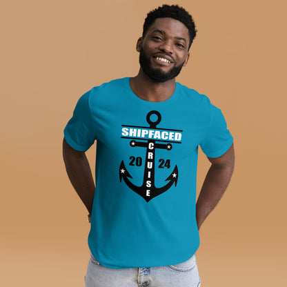 Shipfaced Cruise 2024 with Anchor Unisex T-Shirt Designed by Dog Artistry